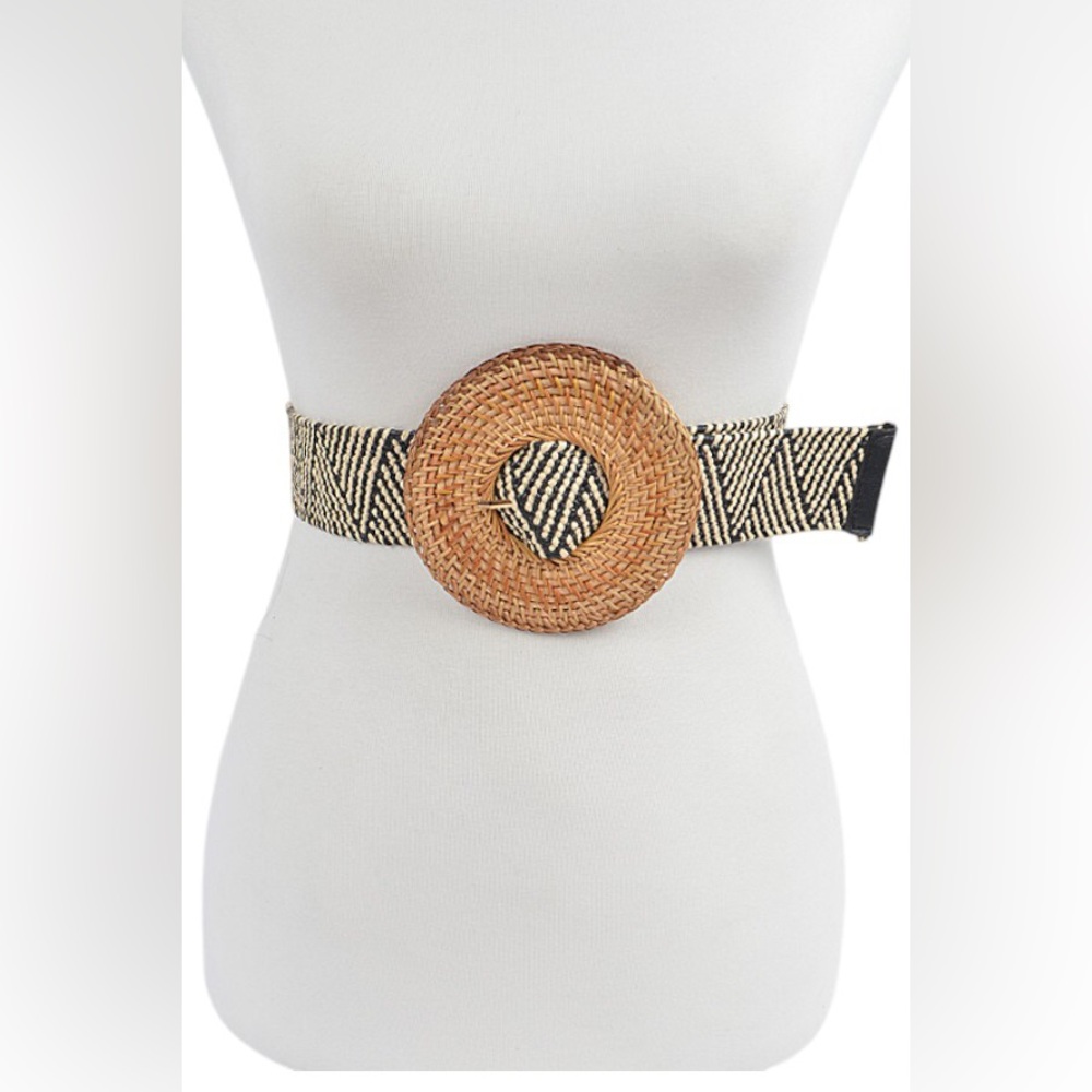 Bamboo Wide Waist Elastic Statement Belt